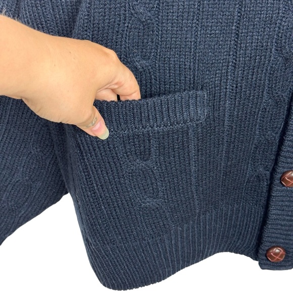 Vintage Cable Knit V Neck Button Down Pocket Oversized Slouchy Grandpa Sweater - Picture 6 of 9